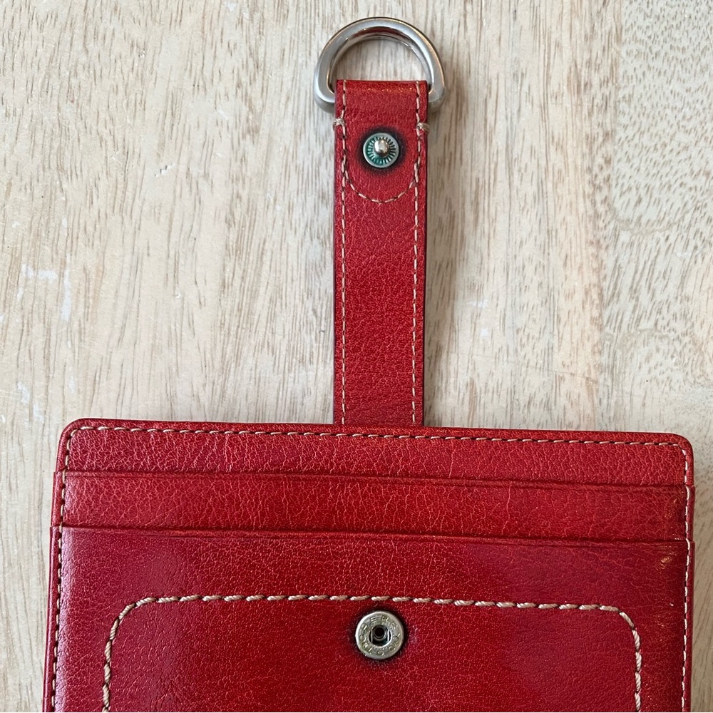 Fossil Red Leather Card Wallet with Silver D-Ring - Picture 9 of 9